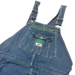 Liberty Carpenter Denim Bib Overalls Men's 46 x 32 Blue 100% Cotton Workwear